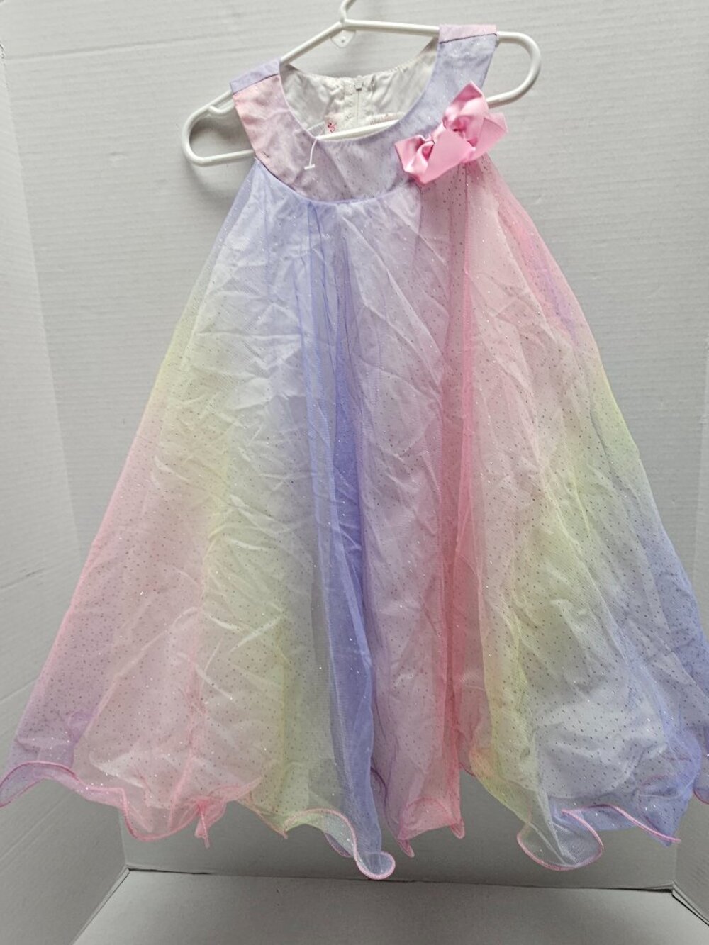 Girls Jessica Ann Pastel Sleeveless Flowy Party Shimmer Dress 5 Flaw